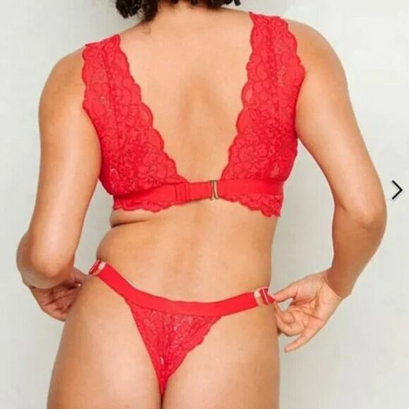 NWT $92 HAH 2-PC SET Got Ur Back Bra Bralette & Gettin Cheeky Panty Siren Red XS - Picture 2 of 11